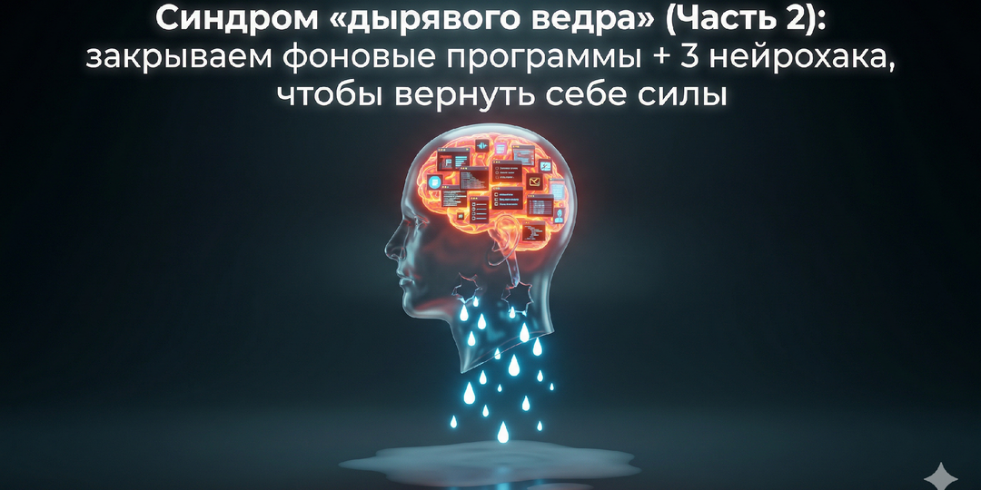 Синдром «дырявого ведра» (Часть 2): закрываем фоновые программы + 3 нейрохака, чтобы вернуть себе силы