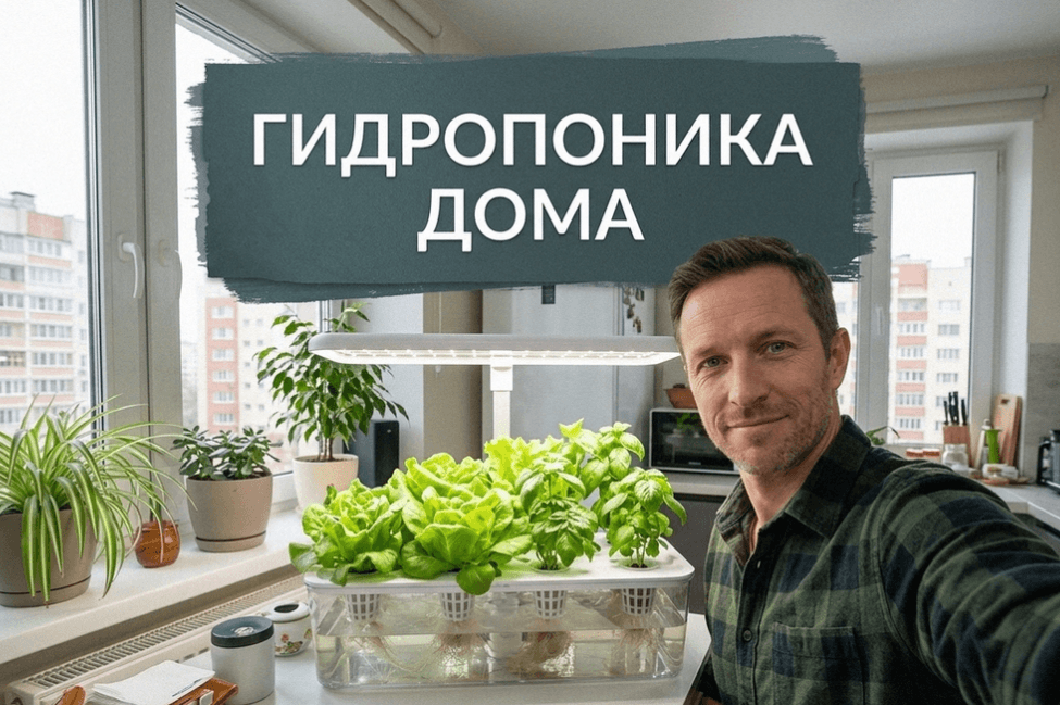 Компактная домашняя гидропонная установка с микрозеленью под LED-освещением