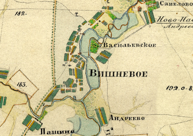 Село Вишневое на карте А.И. Менде, изданной в 1862 году