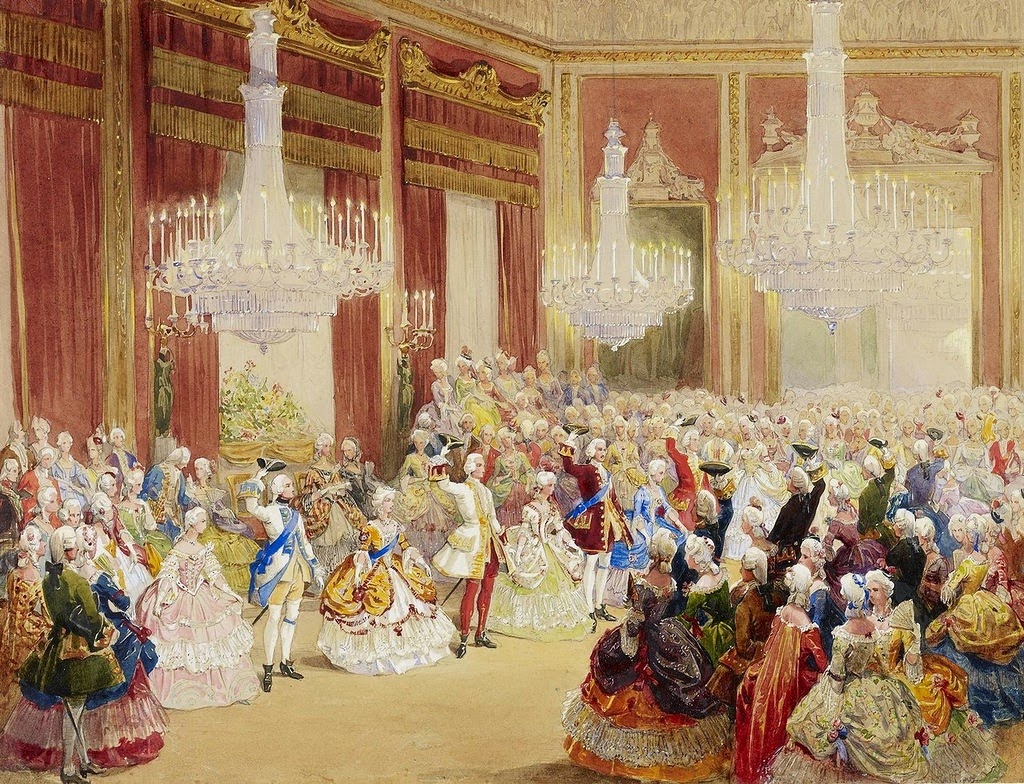 Louis Hague. "Le Bal Costumé au Palais de Buckingham", 6 juin 1845. Aquarelle et Gouache