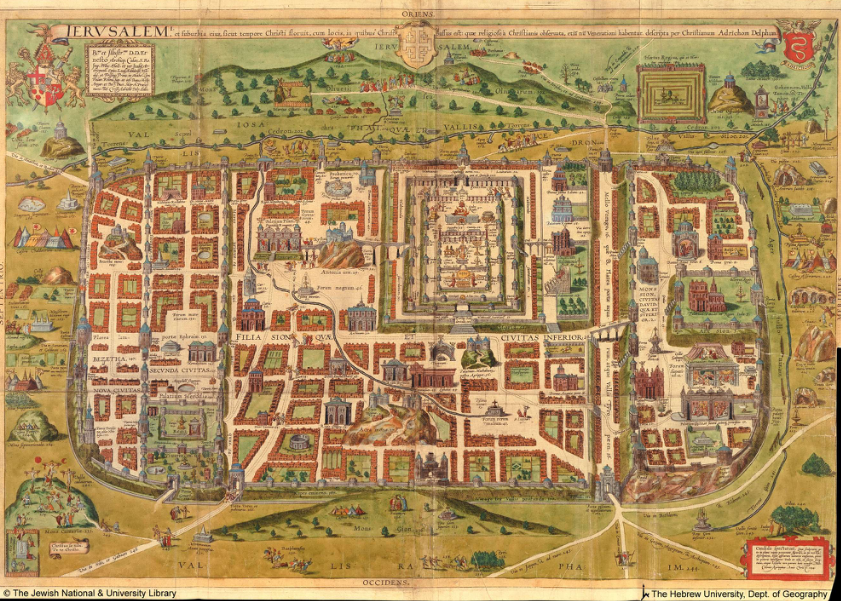 План Иерусалима работы ван Адрикхема, 1584 г.
