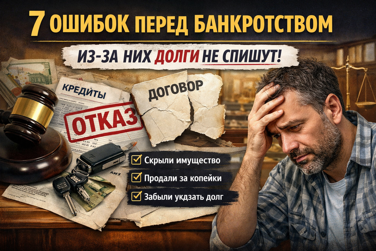 7 ошибок перед банкротством, из-за которых суд может отказать в списании долгов