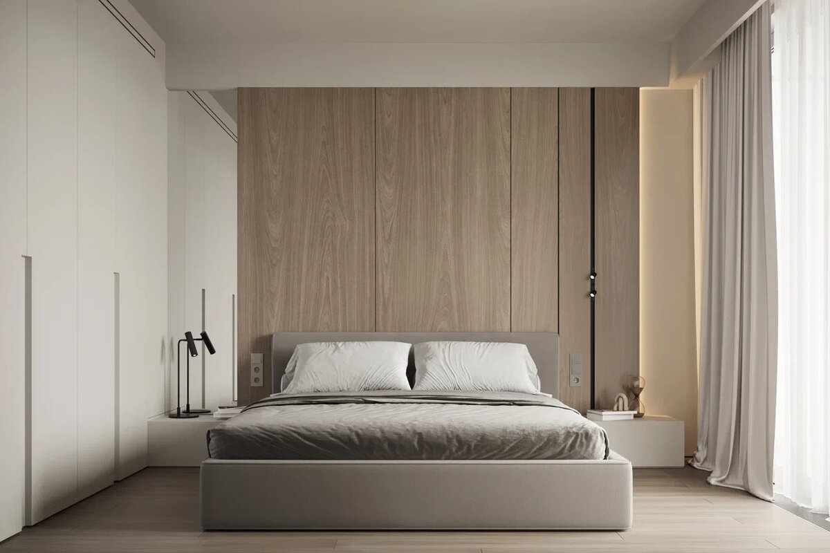 Современная спальня с акцентом на тактильность, свет и спокойствие