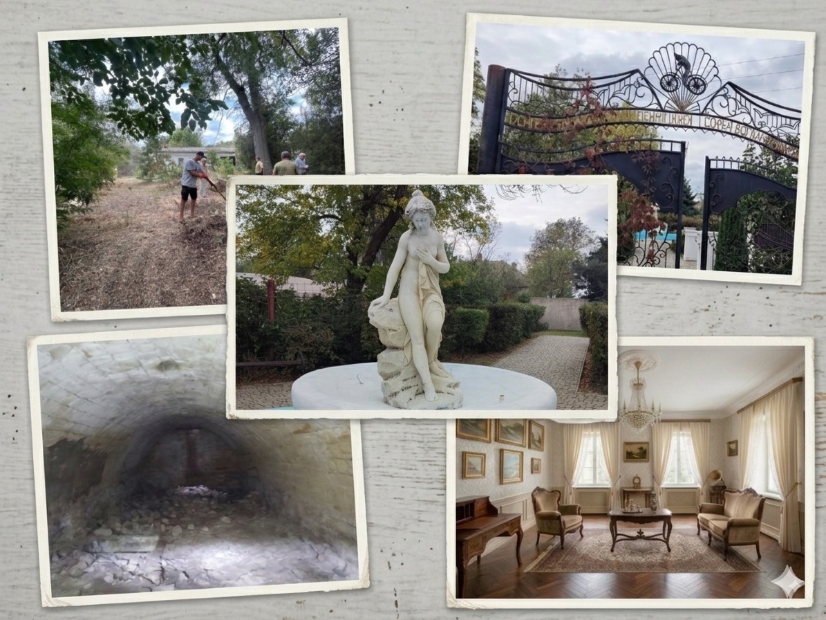 В курортном поселке Хорлы, на Херсонщине, планируется масштабное восстановление наследия бывшей хозяйки, баронессы Софии Фальц-Фейн. Коллаж на основе фото из открытых источников