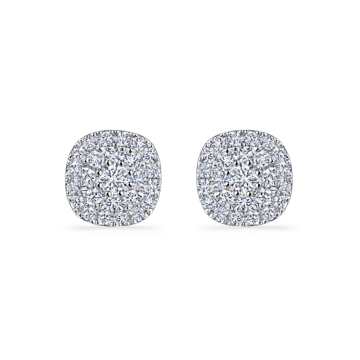 Серьги пусеты из белого золота 750 пробы с бриллиантами