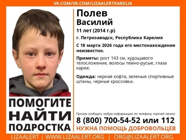 Без вести пропавшего 11-летнего мальчика ищут в Петрозаводске уже второй день
