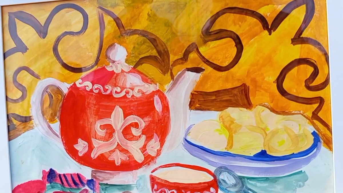 Дастархан. Рисунок Калининой Елизаветы, 8 лет