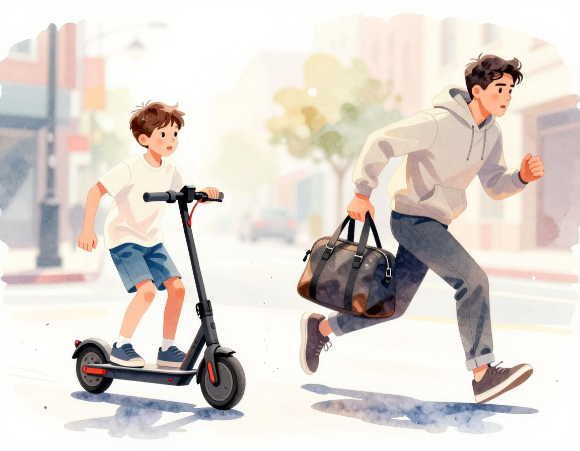 Витя среагировал молниеносно. Вскочив на свой электросамокат, он врубил полную скорость и погнался за парнем с криком «Вор! Держи вора!». 