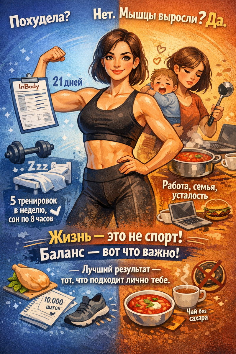 Работаем по питанию и тренировкам. Полный пакет.