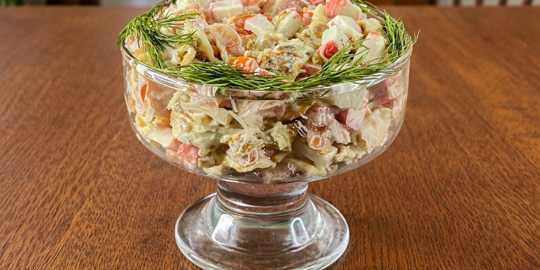Крабовый салат «по-новому»: один ингредиент, и салат получается совсем другим (невозможно оторваться)