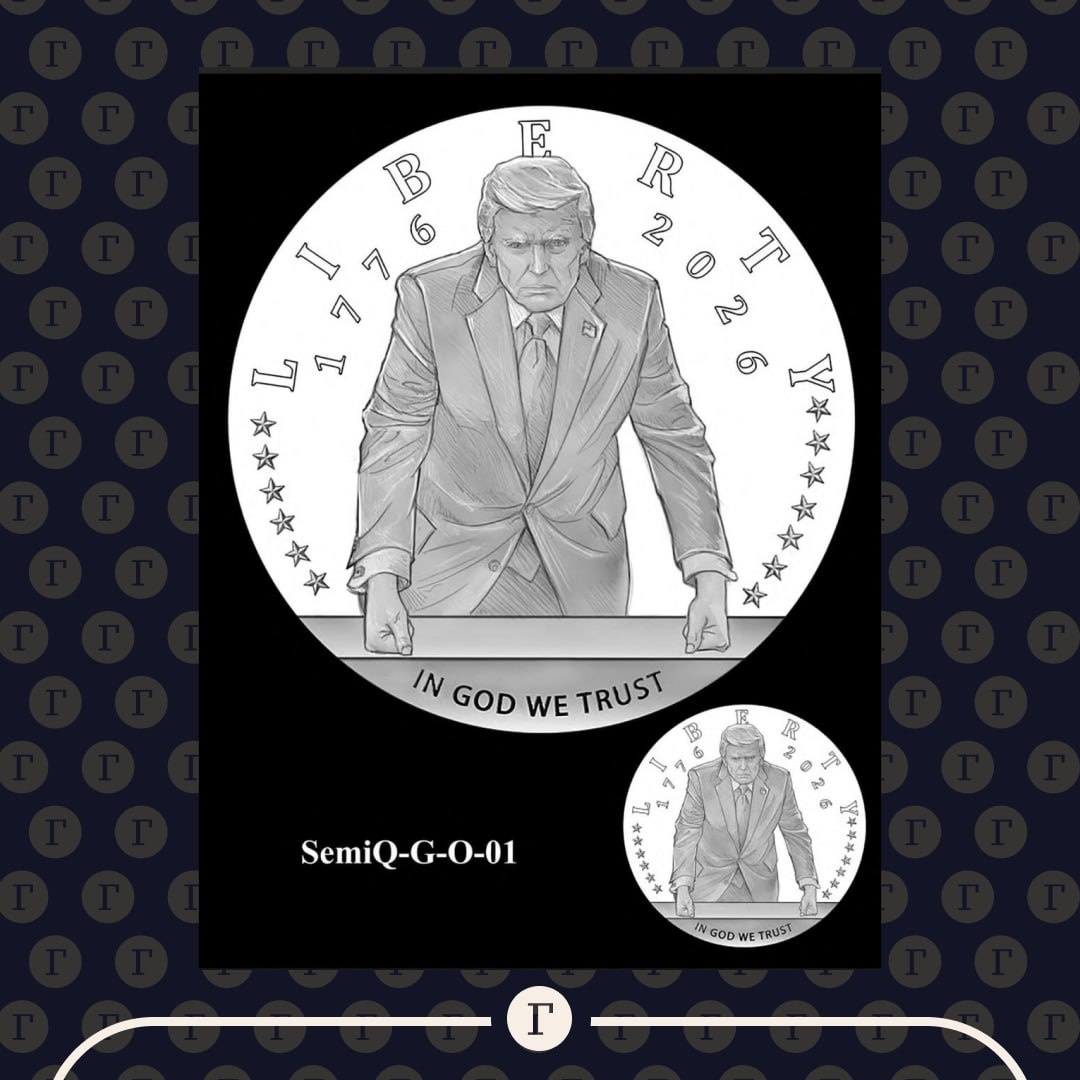 Утвержденный дизайн памятной золотой монеты с портретом Дональда Трампа (источник:https://t.me/gazetaru/65659)