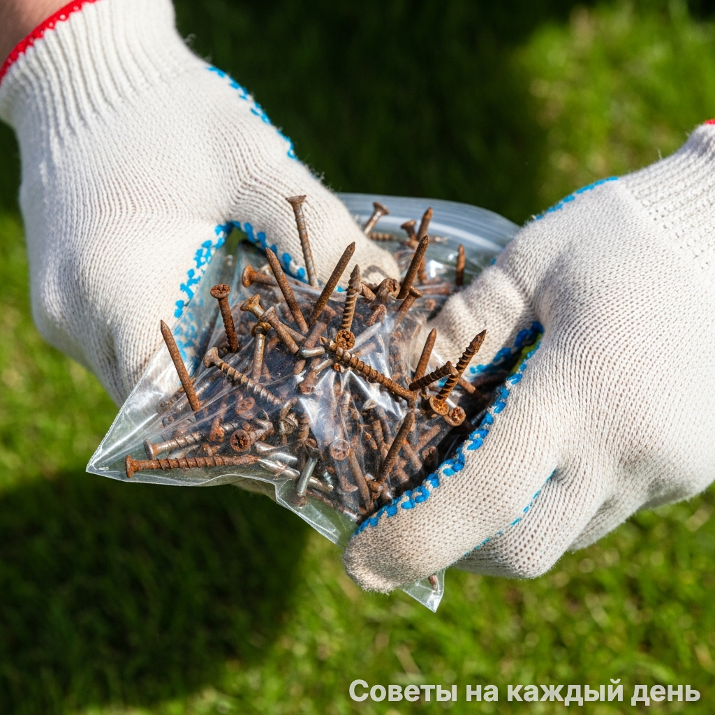 Простой магнит экономит часы поиска опасного металлического мусора в траве.