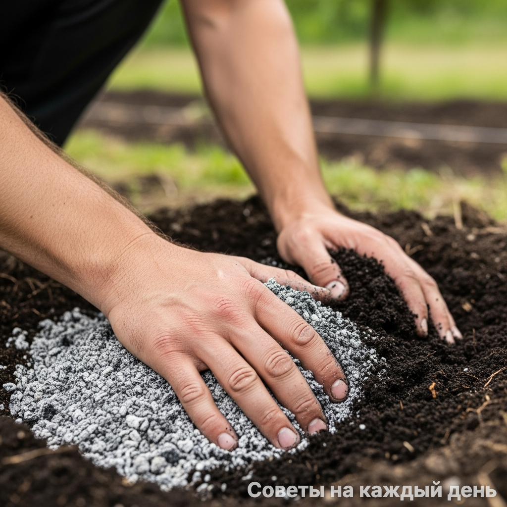 Заправка ямы удобрениями - это "запас еды" для дерева на несколько сезонов вперед.