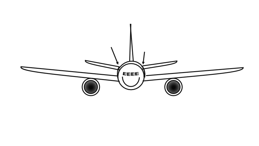Скрытые дополнительные крылья показаны стрелками.