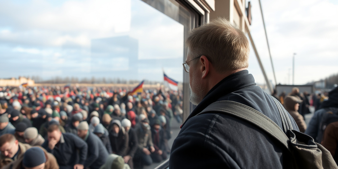 Он выглянул в окно — и обомлел: во дворе толпа приезжих стояла на коленях