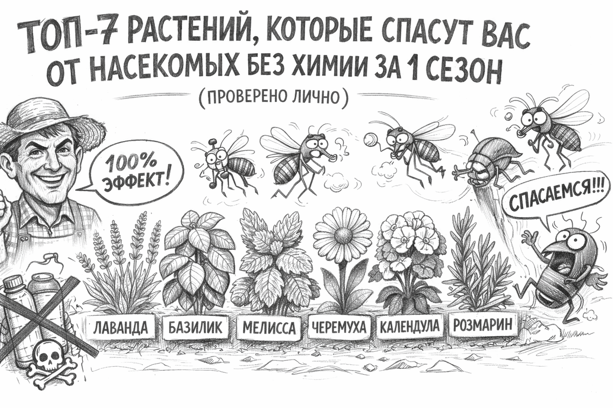 Иллюстрация. Растения против насекомых