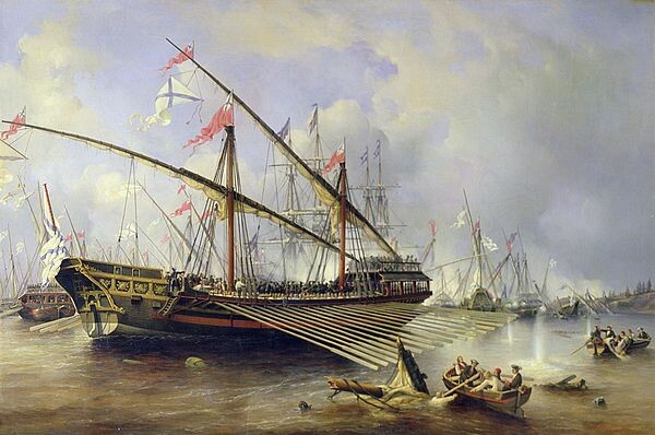 Рис. 168. Сражение при Гренгаме. Художник Ф. Перро. 1841 год