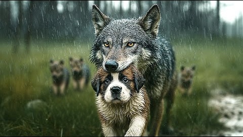 Щенка в потеряли в лесу, но его спасла волчица. И приняла в свою стаю. А что произошло дальше тронуло всех до глубины души
