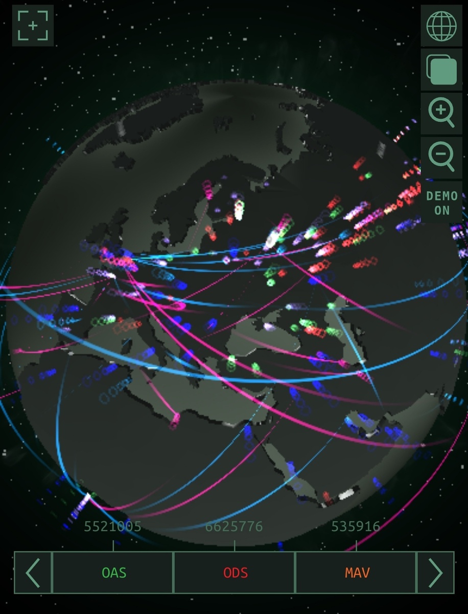 В Лаборатории Касперского на специальных табло в режиме реального времени транслируется интерактивная карта кибератак. То в одной то в другой точке планеты фиксируются вспышки. Цветные линии связывают города, такая визуализация, откуда атакуют жертву. 