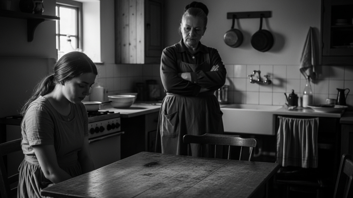 свекровь разрушает брак, бытовой конфликт, давление, отношения, семья, чёрно-белое фото