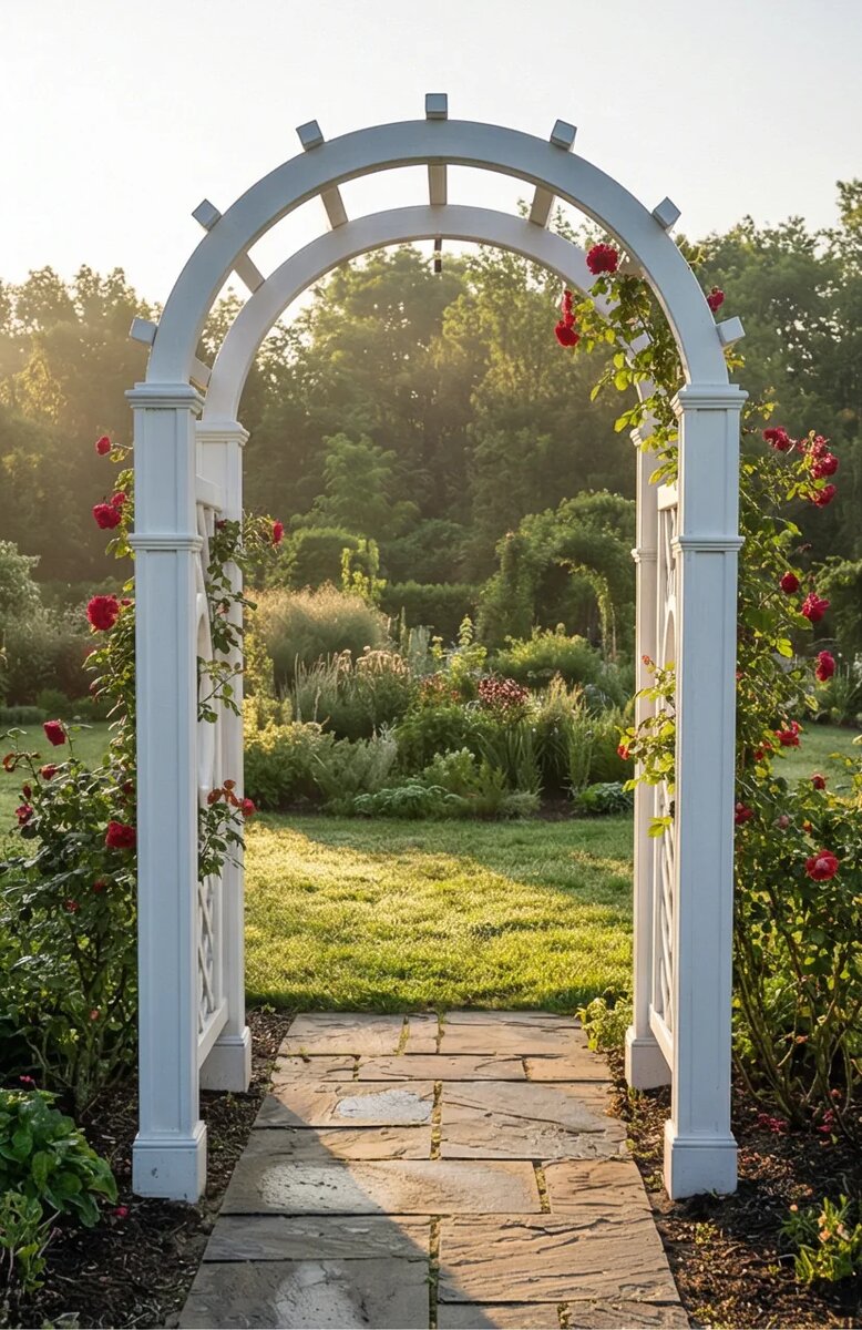 вид сквозь арку — сад как в раме