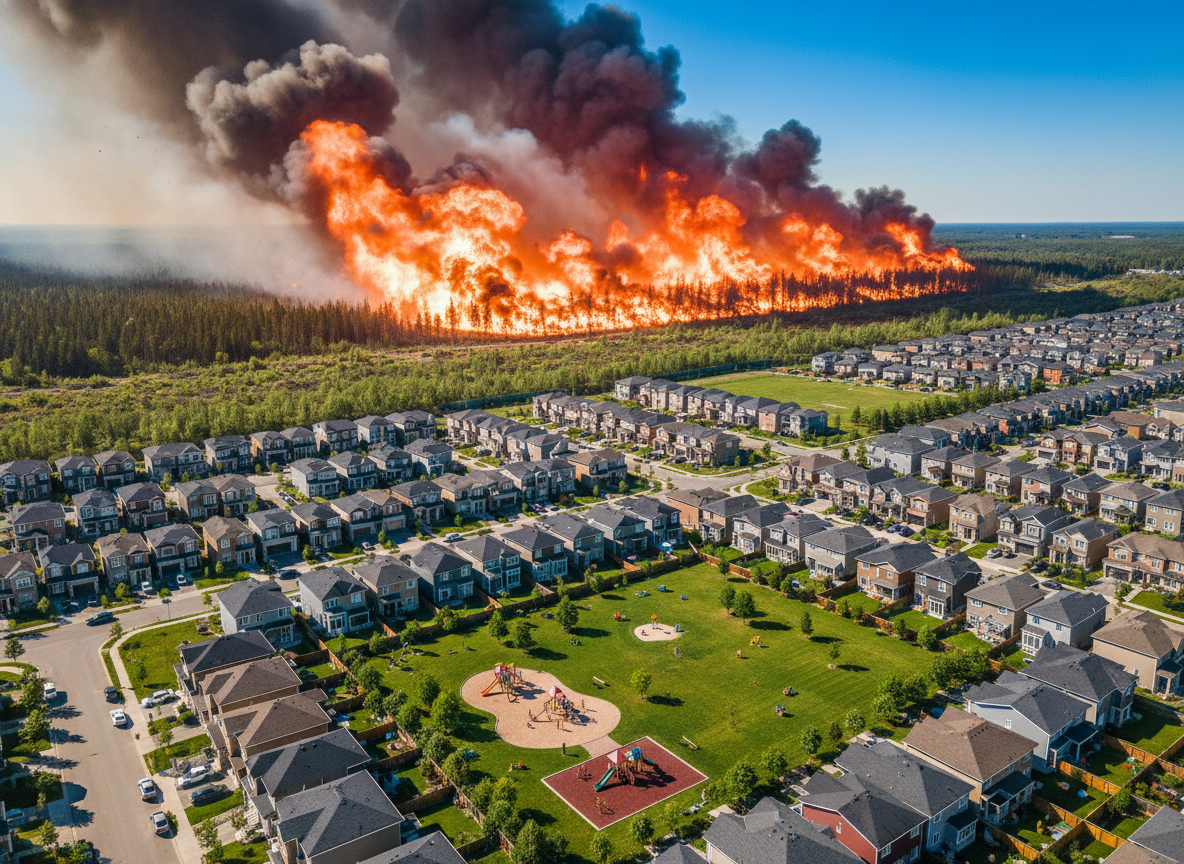 Красивый канадский город, солнечный день, играют дети. А в двух километрах — стена огня. В 2016-м здесь сгорело 2400 домов. В 2024-м огонь вернулся, но город выстоял. Потому что на этот раз были готовы. Климат мстит. Но мы можем защититься. Если перестанем делать вид, что угрозы нет.