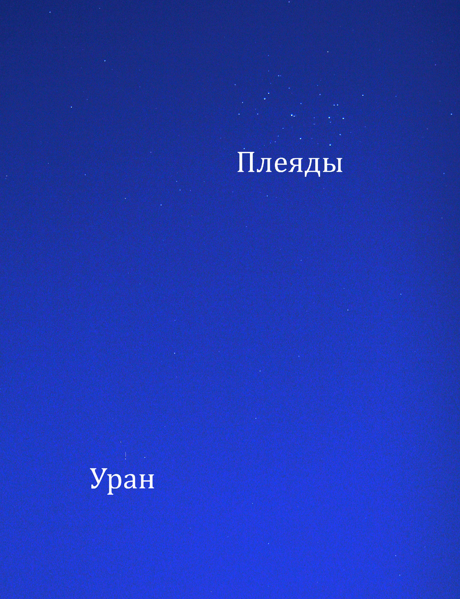 Уран и Плеяды вечером 21 марта 2026 года, фото автора