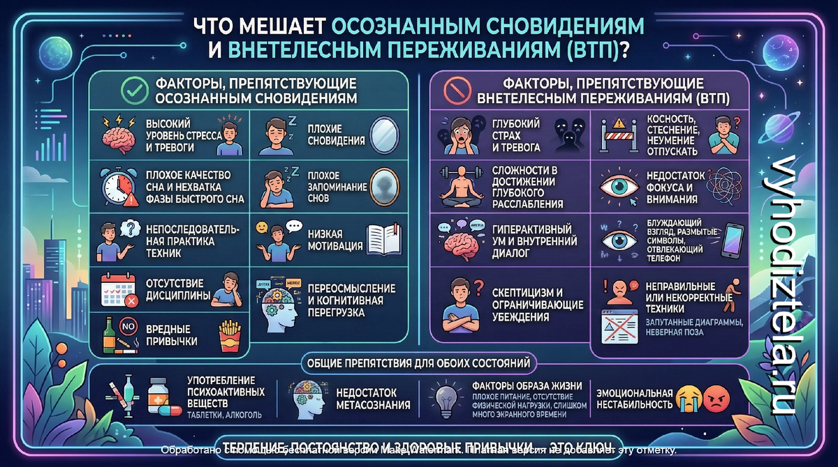 Что мешает реализации осознанных сновидений и внетелесного опыта