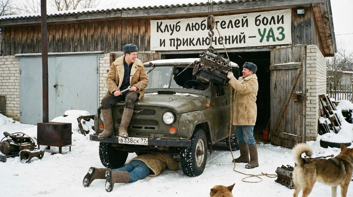 Гремит корпус, дребезжит салон, форточка болтается на изоленте — зато какая “динамика” эмоций! УАЗ помогает прокачать одновременно механику, физику и психологию. На фоне таких приключений даже поездка в поликлинику становится увлекательной вылазкой.