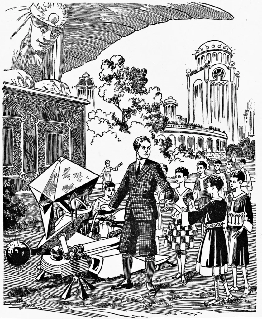 Иллюстрация к роману Герберта Уэллса "Машина времени". Изображение взято из открытых источников