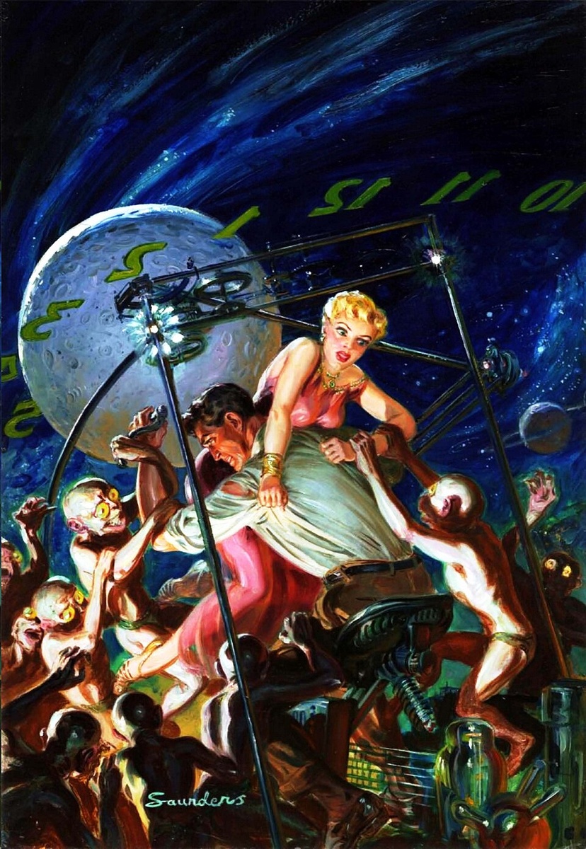 Норман Сандерс. Иллюстрация к роману Герберта Уэллса "Машина времени". Изображение взято из открытых источников