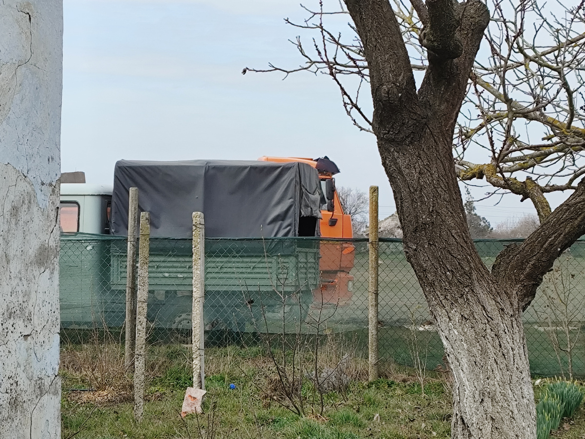 И тут прямо к забору машину поставили... А там Олег сажал юкки...