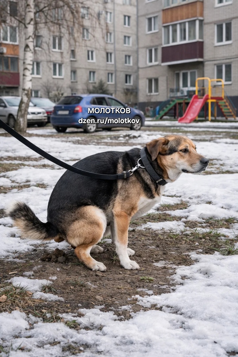 Собачки какают во дворе