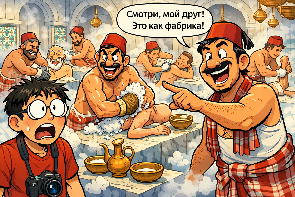 Японец впервые в Турецком хамаме