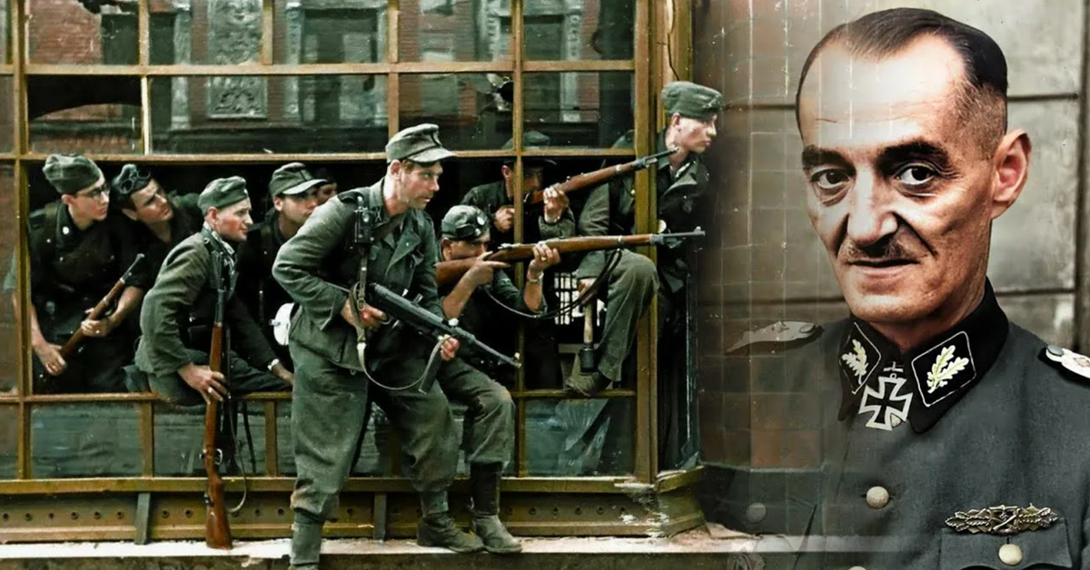 "Sturmbrigade Dirlewanger" - слева, Оскар Дирлевангер - справа. 