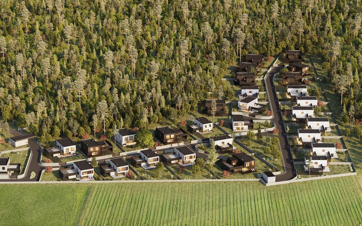 Поселок организован так, чтобы сохранить и приватность, и ощущение целого