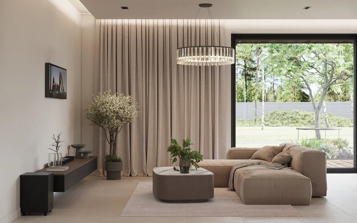 Интерьер, в котором главным акцентом остается вид за окном