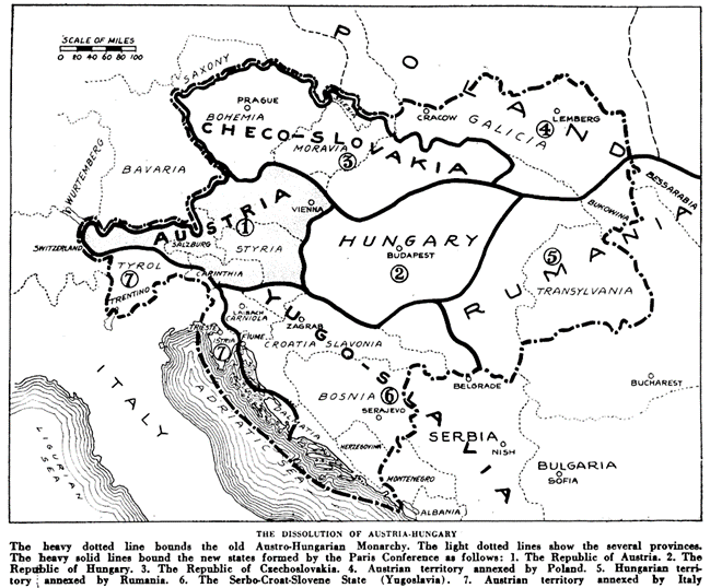 Раздел Австро-Венгрии по итогам Первой мировой войны. Территория, отошедшая Италии – под цифрой 7. Такой результат был воспринят итальянцами, как унижение национального достоинства. Взято с https://ru.wikipedia.org/wiki/%D0%A0%D0%B0%D1%81%D0%BF%D0%B0%D0%B4_%D0%90%D0%B2%D1%81%D1%82%D1%80%D0%BE-%D0%92%D0%B5%D0%BD%D0%B3%D1%80%D0%B8%D0%B8#/media/%D0%A4%D0%B0%D0%B9%D0%BB:AustriaHungaryWWI.gif