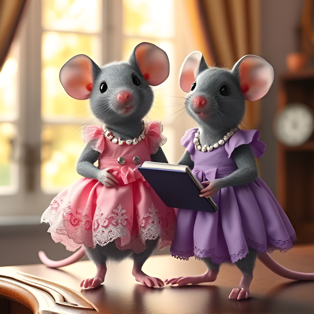 Шалуньи Пикси и Дикси - Модифицированные мышки. Иллюстрации созданы нейросетью для онлайн генерации картинок dezgo.com.