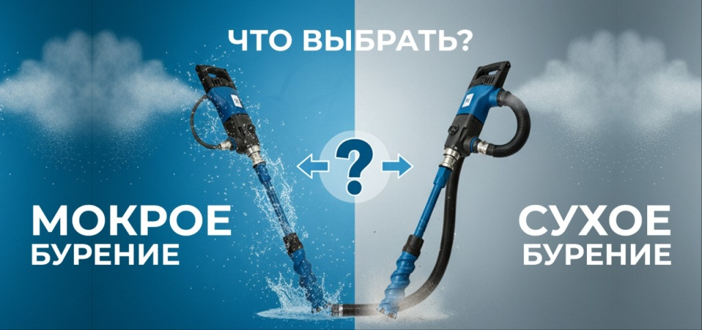 Мокрое и сухое алмазное бурение