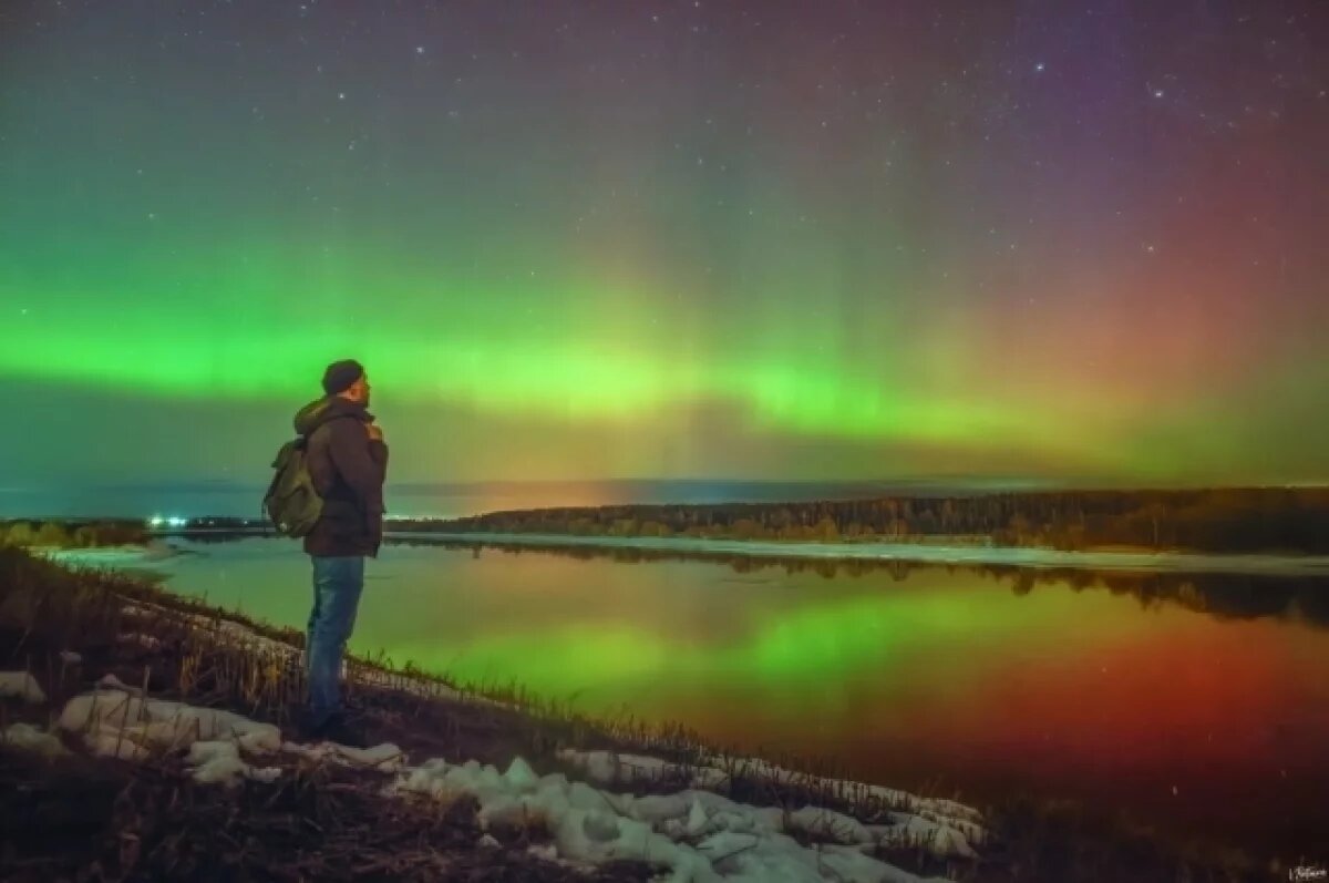    После мощной бури жители Тверской области любовались полярным сиянием