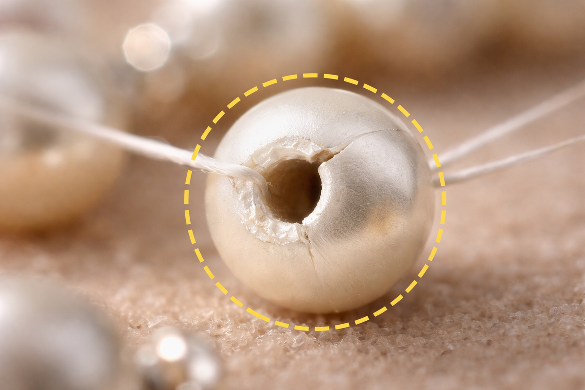 Покрытая трещинами жемчужная бусина