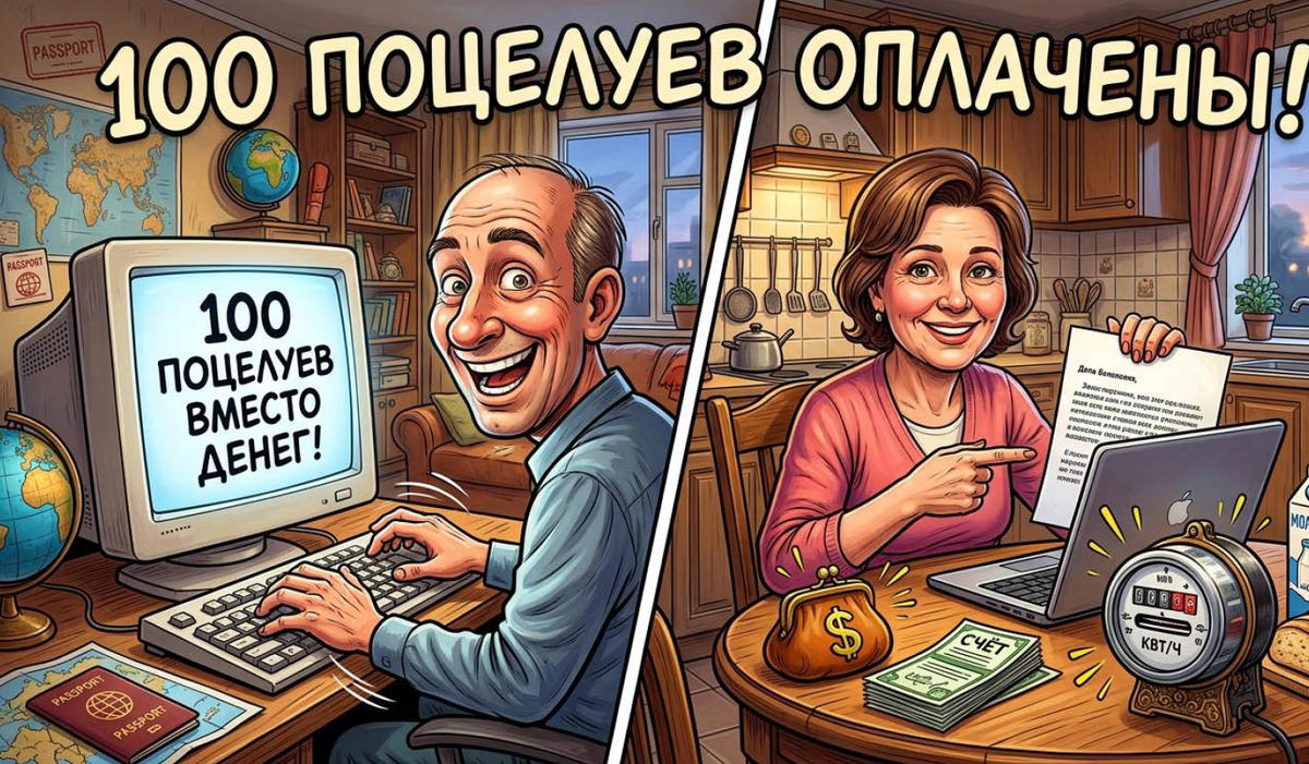 💌 Муж прислал поцелуи вместо денег