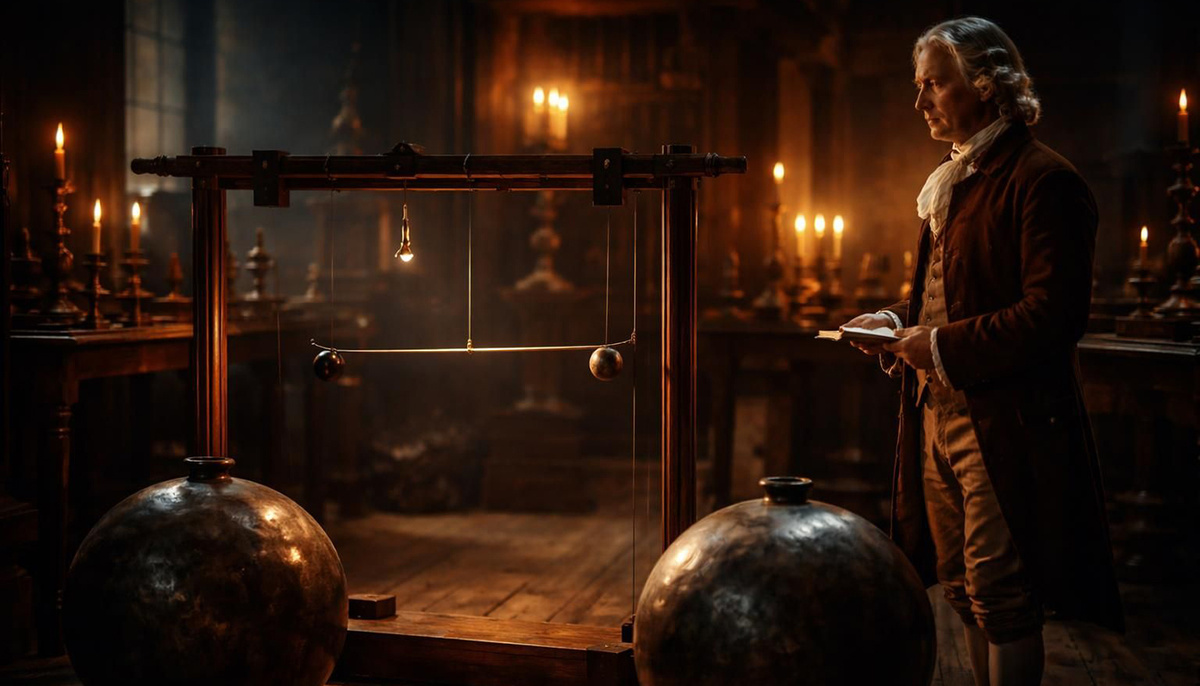 Тонкая кварцевая нить крутилась от притяжения свинцовых шаров – так Кавендиш впервые измерил гравитацию как число. Он хотел узнать плотность Земли, а нашёл ключ к пониманию Вселенной.