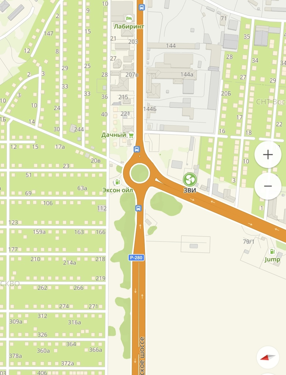 Месторасположение стеллы на карте города. В центре  круглой "площади"