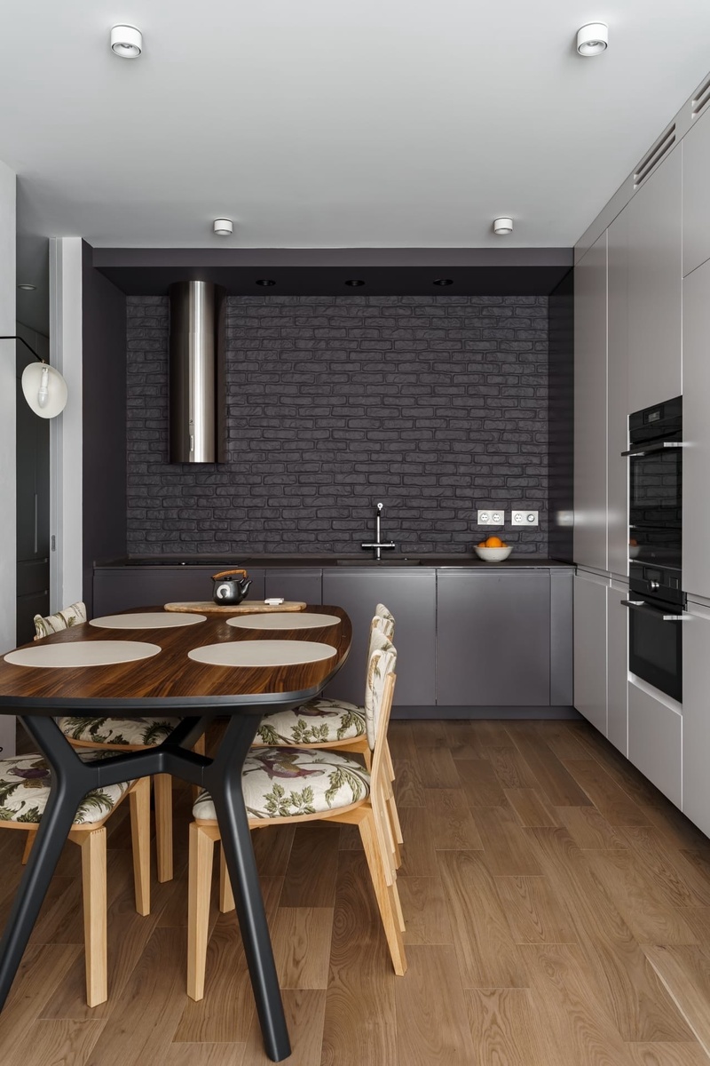 Стиль лофт в кухне без верхних шкафов