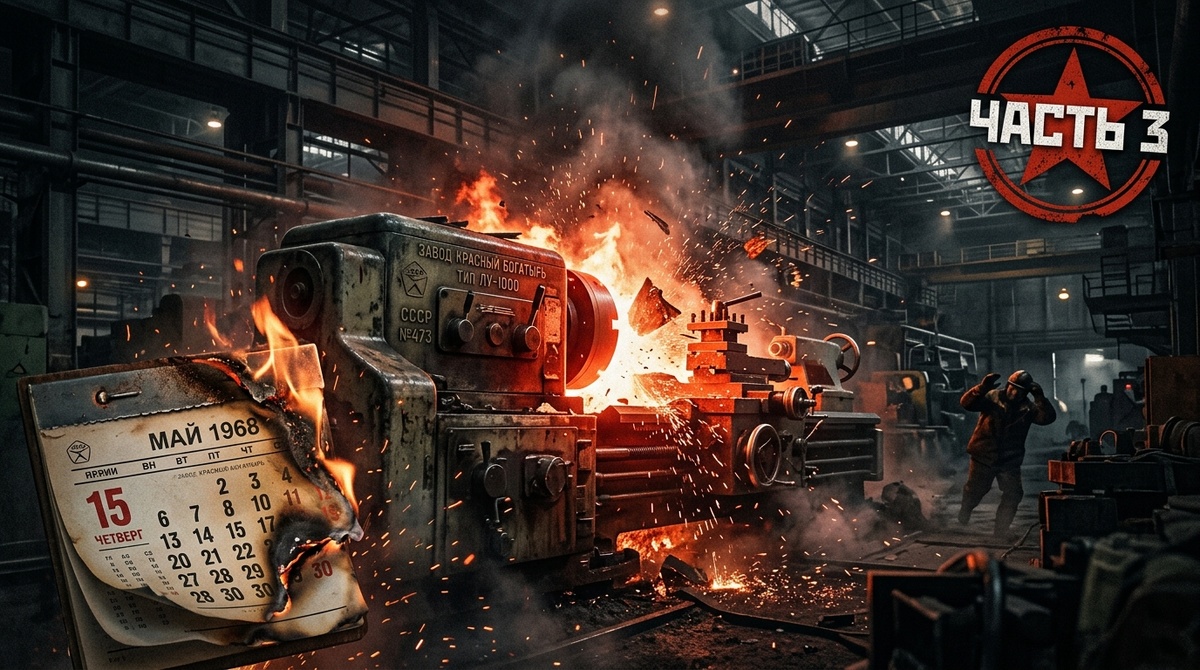 Сломанный советский станок, искры, провал пятидневки