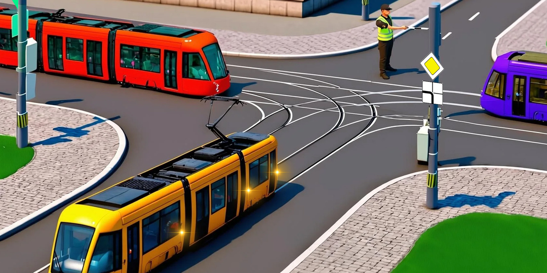 Какому трамваю разрешено продолжить движение?