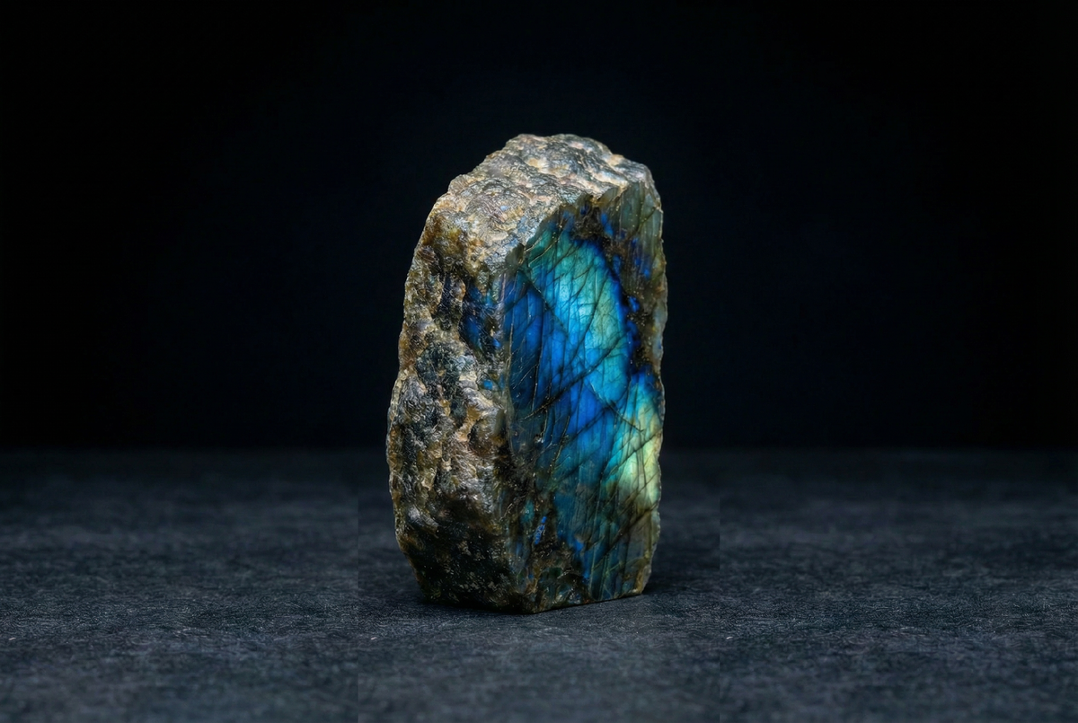 С виду обычный серый камень. Но стоит повернуть — и внутри загорается северное сияние