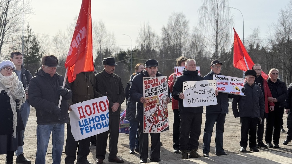 Митинг Карельского отделения КПРФ против роста тарифов на услуги ЖКХ. Лозунги правильные.